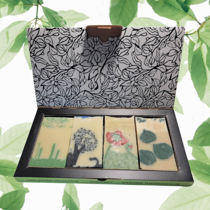 Coffret de 4 savons SAF aux huiles végétales bio – Collection ''Les Jours Heureux"